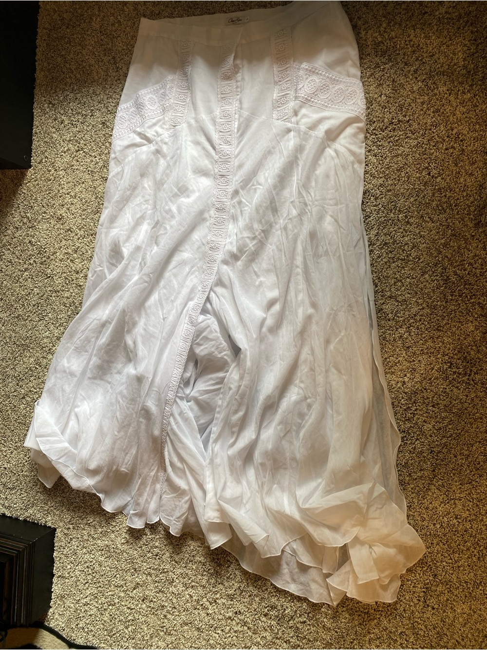 Charo Ruiz Women's White Bohemian Maxi Skirt, Large